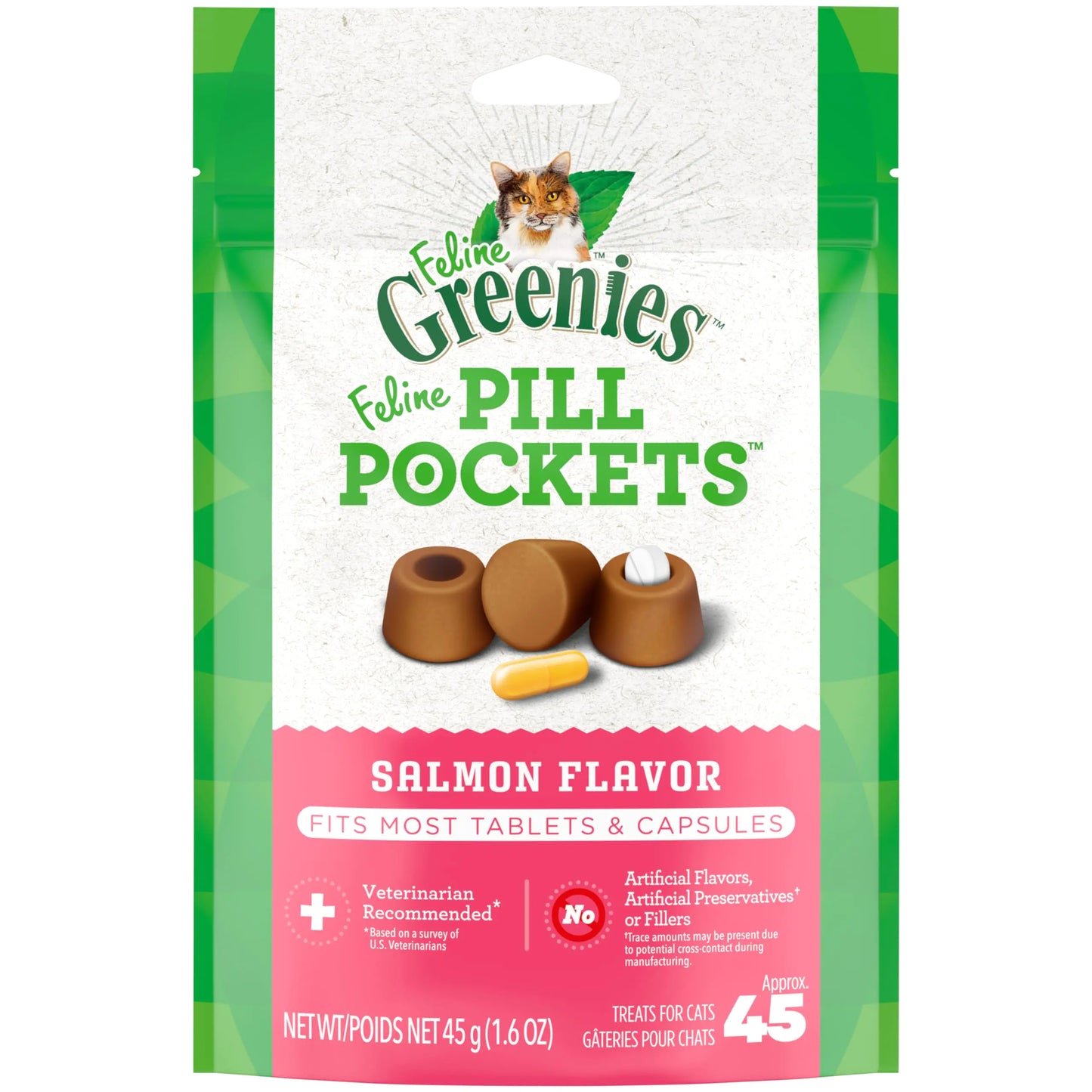 NATURAL SALMON CAT PILL TREATS - Feline Greenies, 45 Count